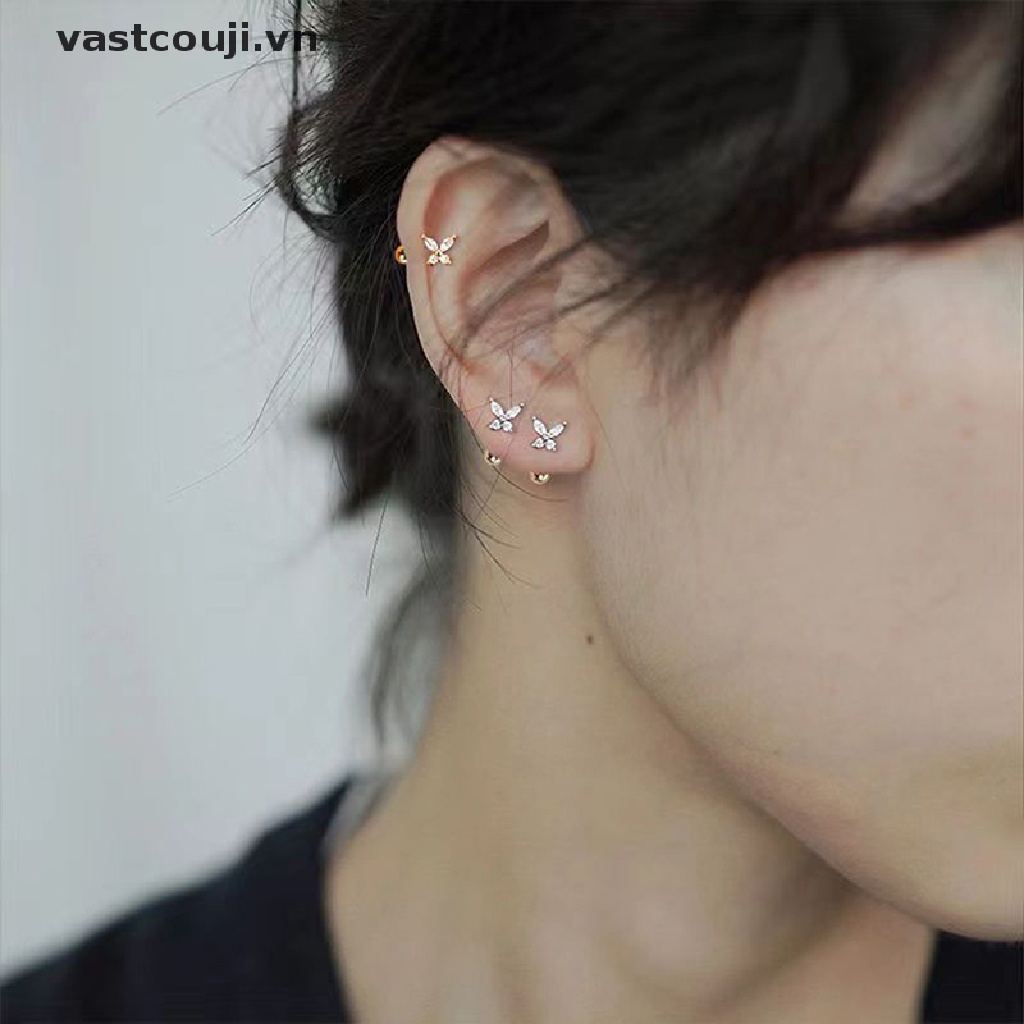 1 Đôi Bông Tai Hình Bướm Đính Đá Zircon Thời Trang Cho Nữ