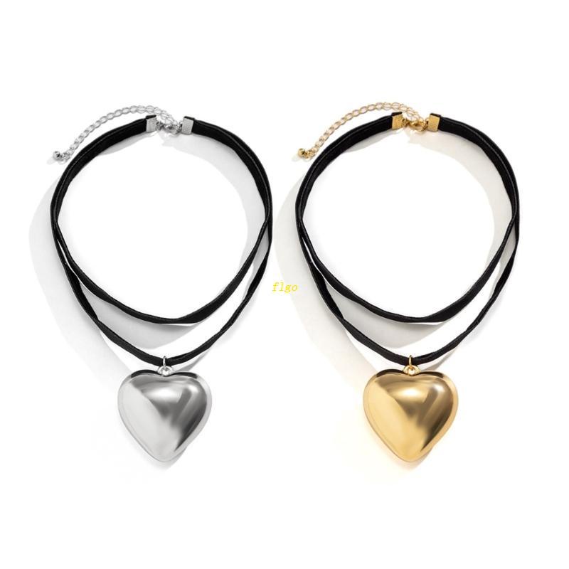 Vòng cổ Choker Ngắn Mặt Hình Trái Tim Kích Thước Lớn Cho Nữ