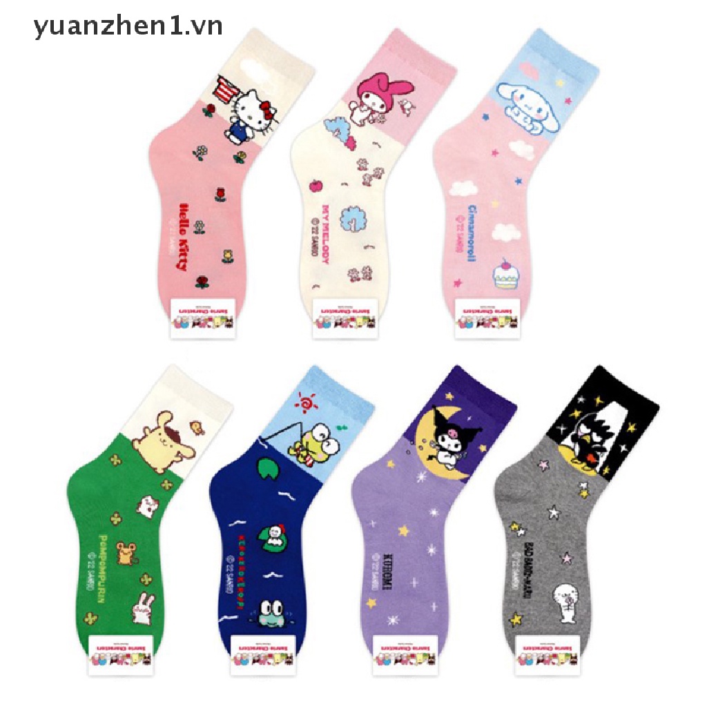 Vớ Cotton Họa Tiết Hoạt Hình Kuromi Melody Cinnamoroll Dễ Thương Phong Cách Harajuku
