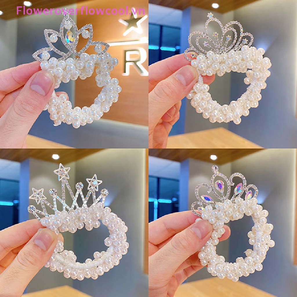 Fofc Dây Cột Tóc Hình Vương Miện Công Chúa Đính Hạt Và Hoa Nhỏ Phong Cách Hàn Quốc Mới Bán Chạy