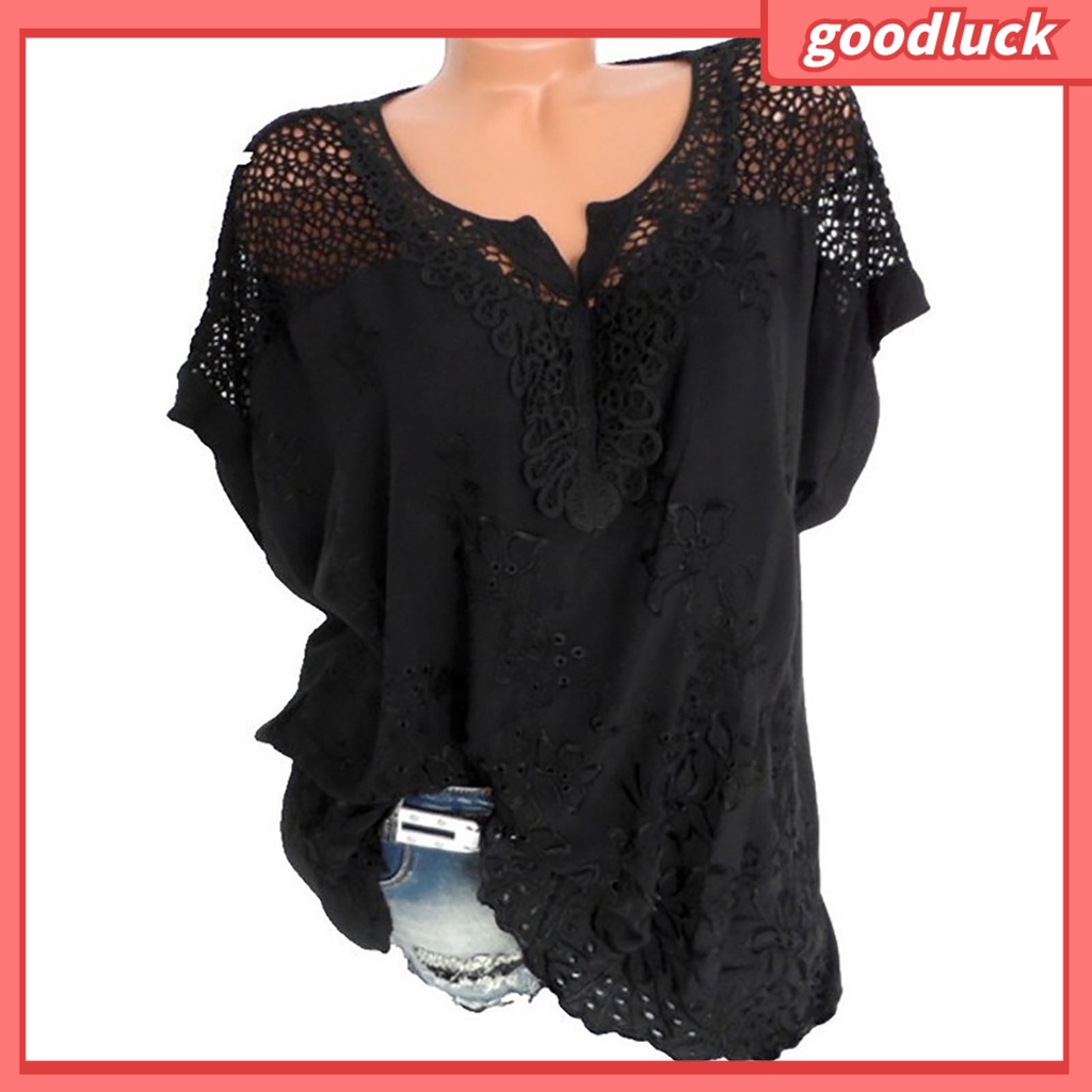 Áo Thun Nữ Tay Ngắn Cổ Chữ V Phối Ren Mềm Mại Thời Trang Mùa Hè