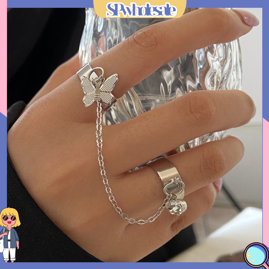 <SPwholesale> Bộ Nhẫn Đeo Đốt Ngón Tay Bằng Hợp Kim Đính Đá Sang Trọng