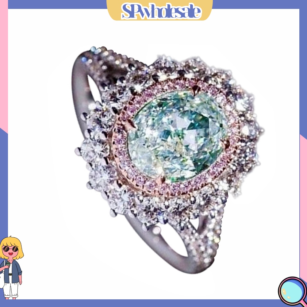 <SPwholesale> Nhẫn Cưới Đính Đá Topaz Lớn Lấp Lánh Cho Nữ