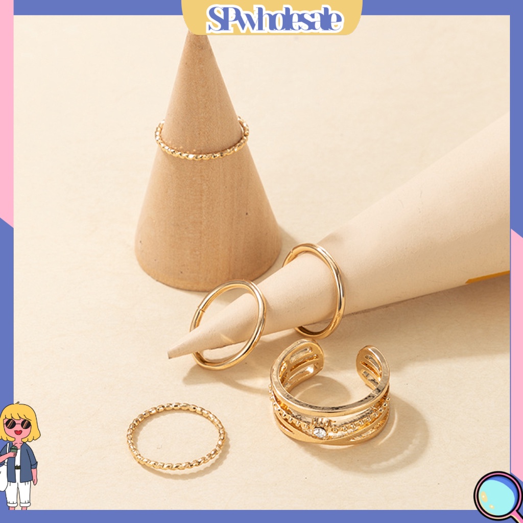 <SPwholesale> Set 5 Nhẫn Đeo Khớp Ngón Tay Màu Sắc Lấp Lánh Thời Trang