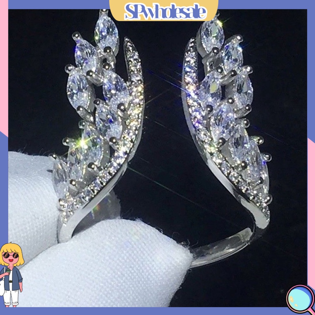 <SPwholesale> Nhẫn Dạng Hở Hình Cánh Lấp Lánh Sáng Bóng Dành Cho Nữ Đính Hôn