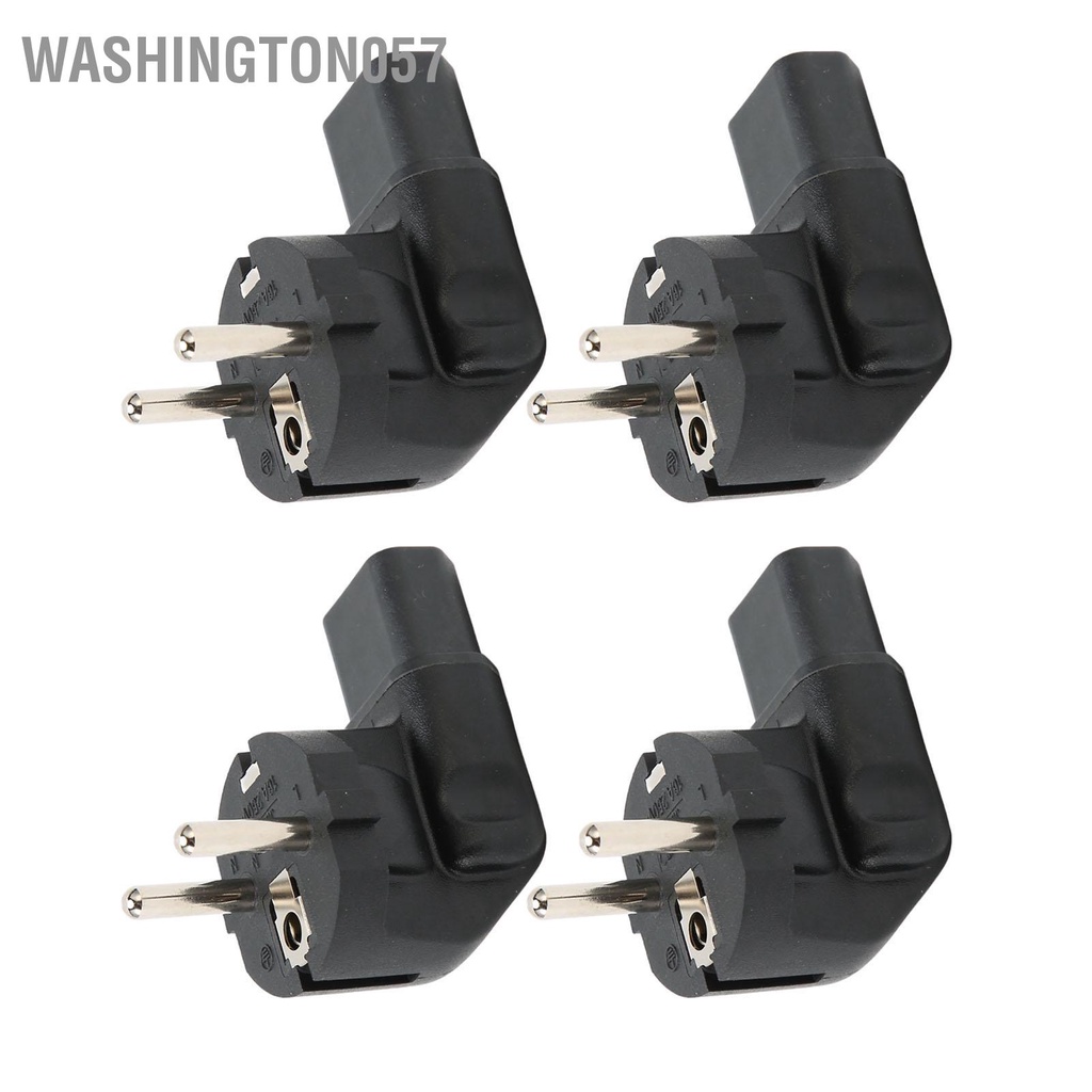 Washington057 4 Bộ chuyển đổi EU 4.8mm sang IEC320 C13 cắm điện 90 độ cho điều hợp nguồn máy tính xách tay Phích 100‑250V