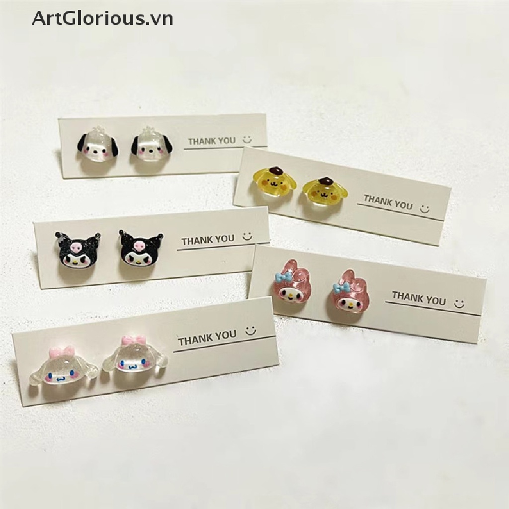 SANRIO Bông Tai Mini Bằng Nhựa Mềm Hình Kuromi Cinnamoroll My Melody Pompompurin Phong Cách Harajuku Dễ Thương Cho Nữ