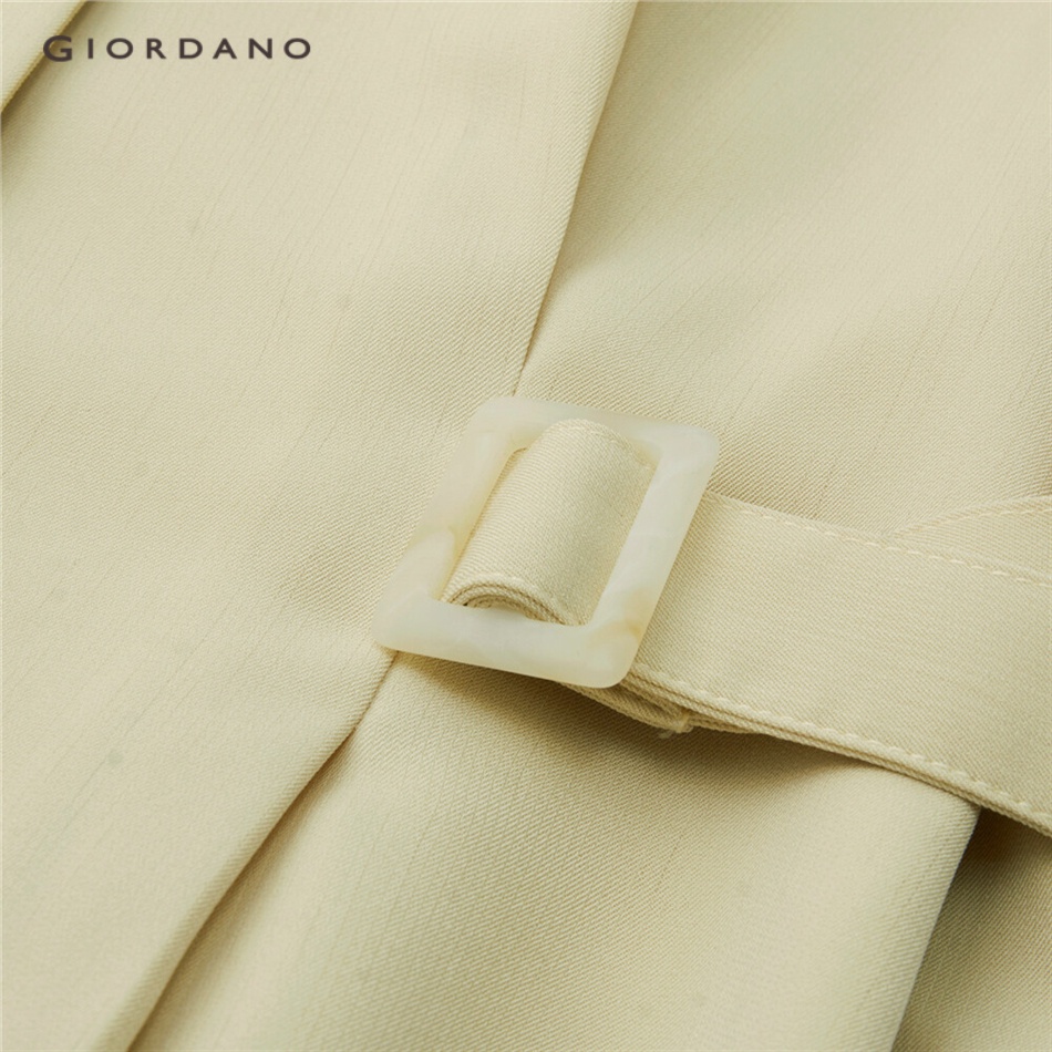Đầm GIORDANO 18463714 bâu hai ve tay phồng thu eo cho nữ