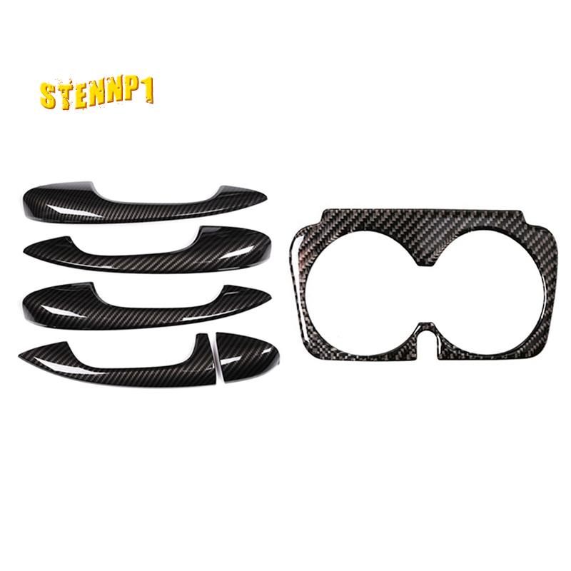 Miếng Dán Sợi Carbon ABS Trang Trí Tay Nắm Cửa Xe Hơi Kèm Giá Đỡ Cốc Tiện Dụng