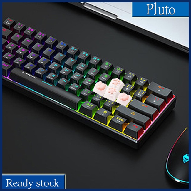 Mới Set 4 Nút Bàn Phím Silicon Hình Bàn Chân Mèo Dễ Thương