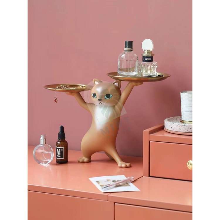 Tượng Mèo lắc hông bê 2 khay vui vẻ MINT DECOR Khay Đựng Đồ Đôi Trang Trí Nhà Cửa để Chìa Khóa Quà tân gia khai trương