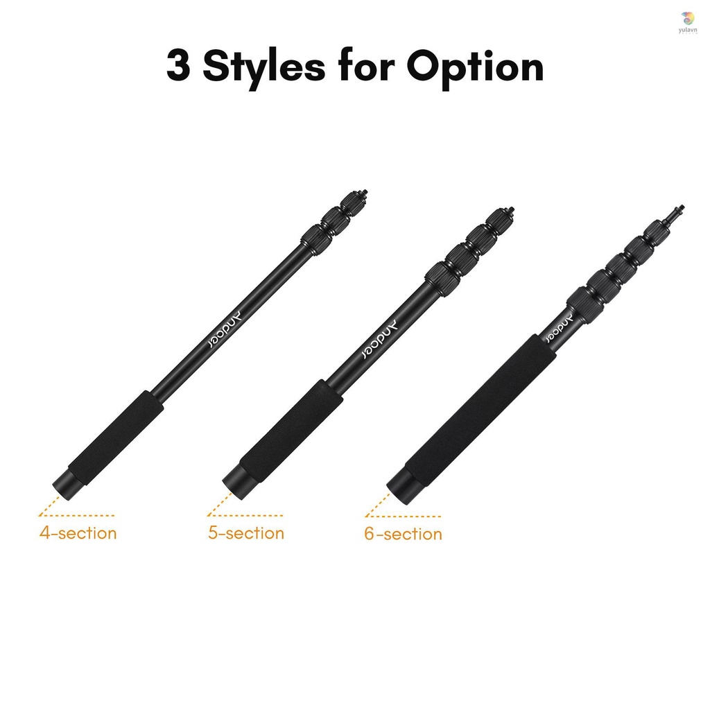 ANDOER Cánh Tay Nối Dài 6 Phần Bằng Hợp Kim Nhôm Cho Micro 1 / 4 Inch 46cm - 200cm / 18.1in-