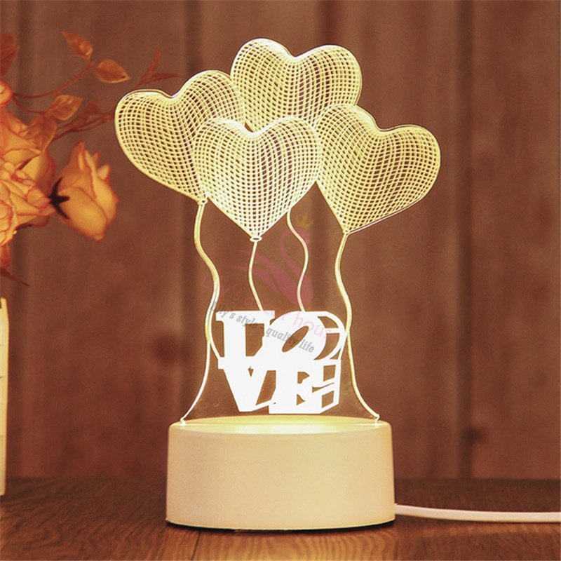 ĐÈN NGỦ 3D TRANG TRÍ ĐỘC ĐÁO Lily's decor house DECOR phòng ngủ kèm hộp Quà sinh nhật