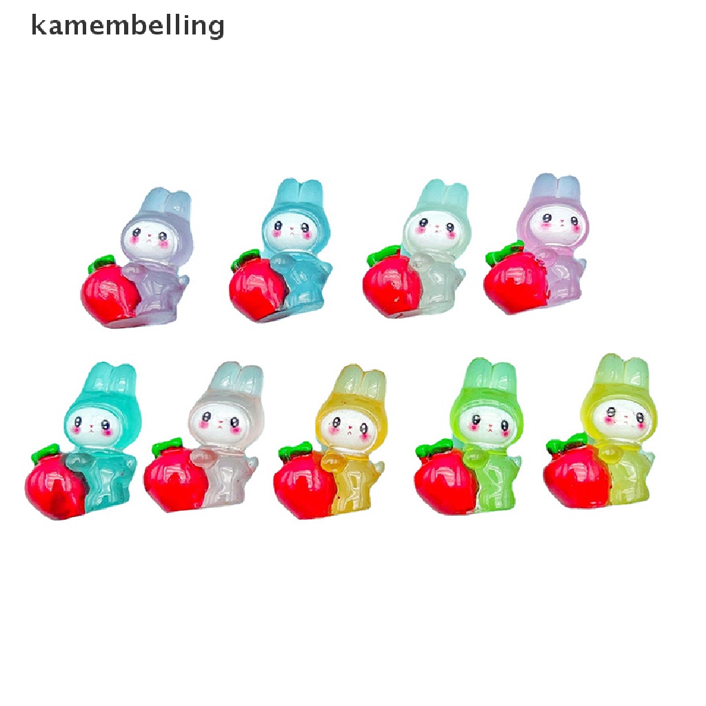 Set 2 Phụ Kiện Trang Trí Hình Chú Thỏ Hoạt Hình Màu Dạ Quang DIY