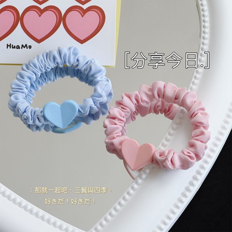 Dây Buộc Tóc Cao Su Co Giãn Màu Kẹo Ngọt Họa Tiết Trái Tim Thời Trang Mùa Hè 2023 Mới