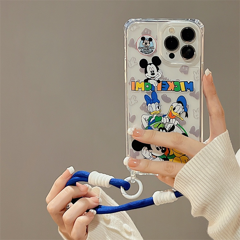 Ốp Điện Thoại Tpu Silicon Mềm Hình Chuột Mickey Gắn Dây Đeo Cổ Tay Làm Vòng Đỡ Phối Dây Treo iphone 12 14 13 11 Pro Max