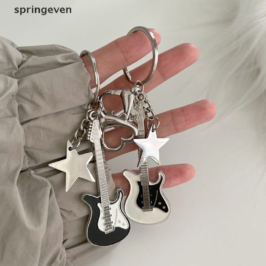 Móc Khóa Mặt Hình Đàn Guitar Y2k / Ngôi Sao / Trái Tim Thời Trang Vintage Ngọt Ngào Cho Nữ