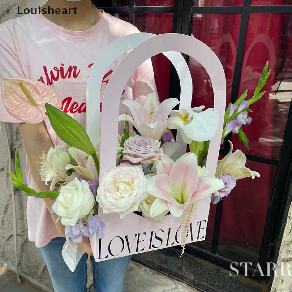 Giỏ Hoa Giấy Kraft Louisheart Chống Thấm Nước Có Quai Cầm Tiện Lợi