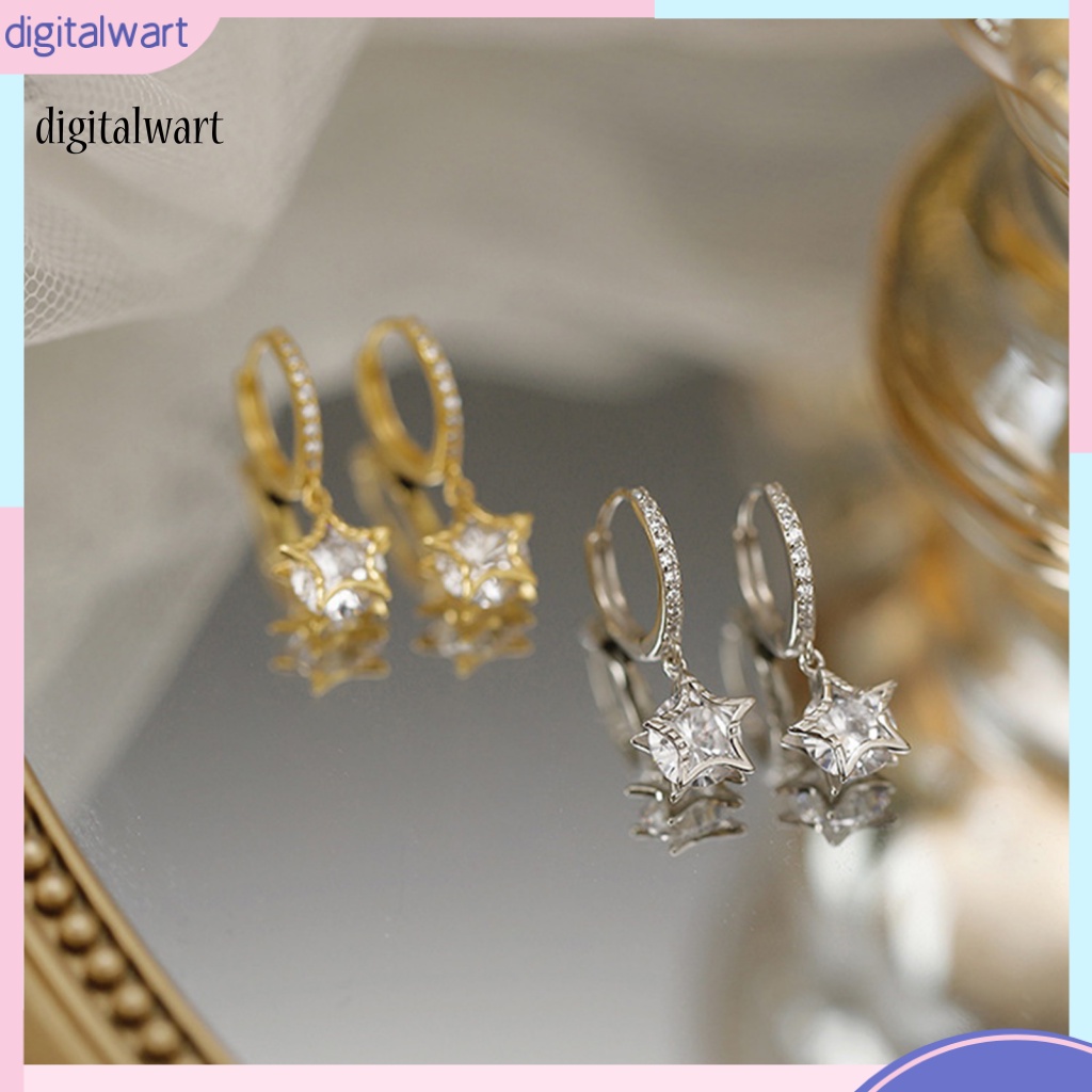 Kỹ Thuật Số| 1 Đôi Bông Tai Dáng Dài Hình Ngôi Sao Đính Đá Lấp Lánh Phong Cách Retro