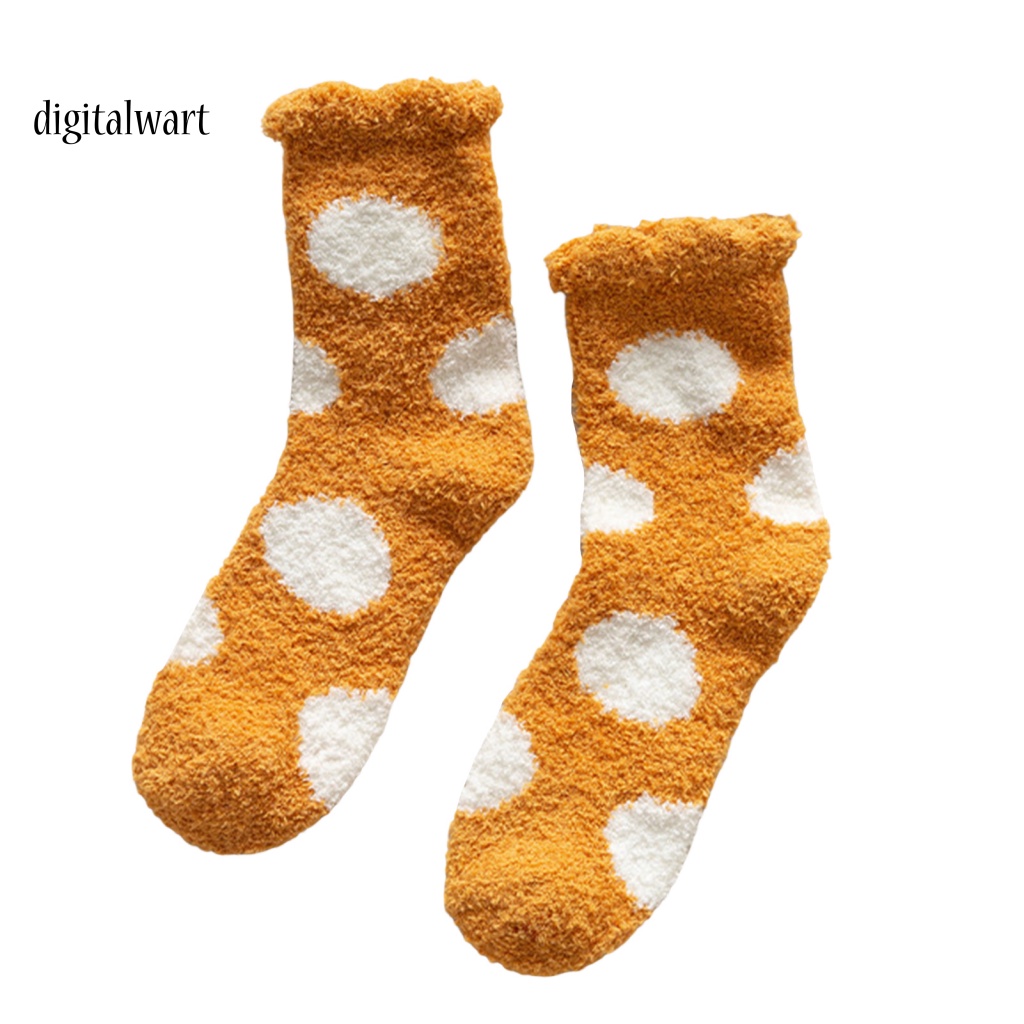 Kỹ Thuật Số| 1 Đôi Vớ Lông Cừu San Hô Dày Giữ Ấm Mềm Mại In Họa Tiết Hoạt Hình Dễ Thương