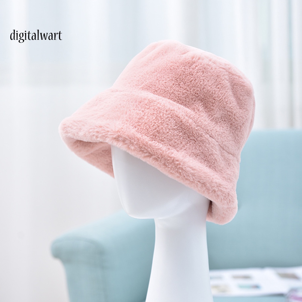 Kỹ Thuật Số| Mũ Bucket Nhung Lông Màu Sắc Thời Trang Mùa Đông Cho Nữ