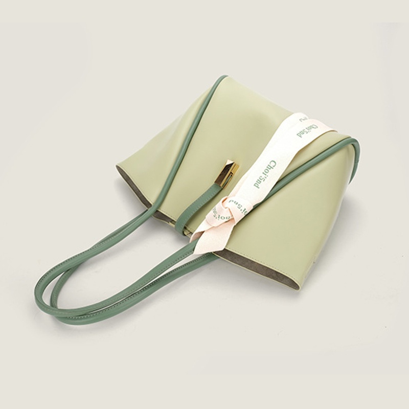 Ielgy Túi Xách tote Bằng Lụa Sức Chứa Lớn Phối Khăn Quàng Cổ Màu Sắc Tương Phản Di Động Chất Lượng Cao Cho Nữ