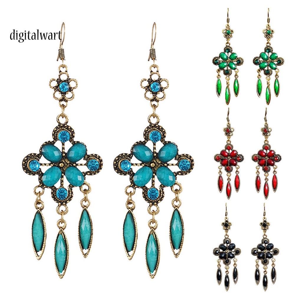 Kỹ Thuật Số| 1 Đôi Bông Tai Hợp Kim Dáng Dài Chống Rỉ Sét Phong Cách Vintage Sáng Tạo Cho Nữ