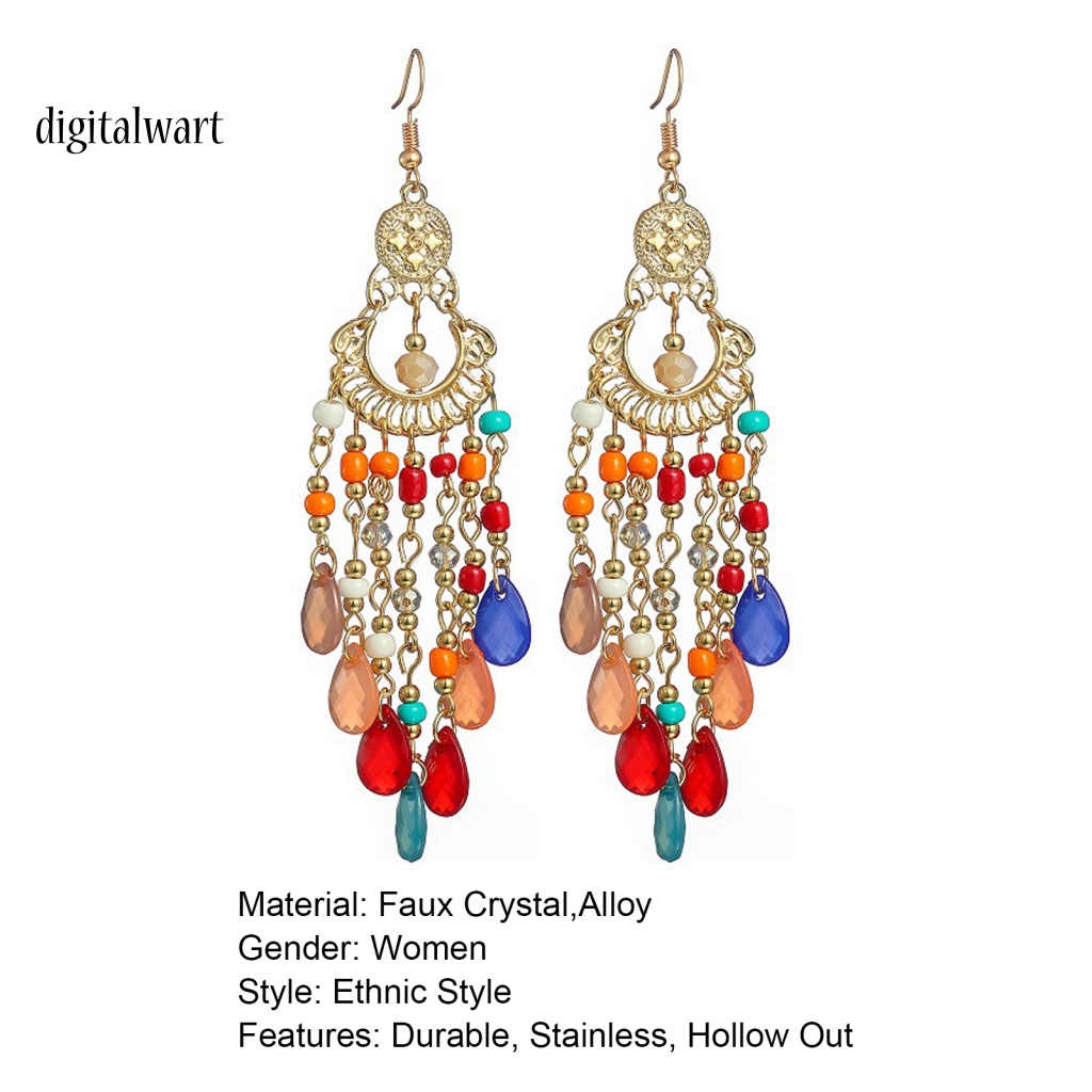 Kỹ Thuật Số| 1 Đôi Bông Tai Thả Tua Rua Đính Hạt Phong Cách Bohemia Chất Lượng Cao Cho Nữ