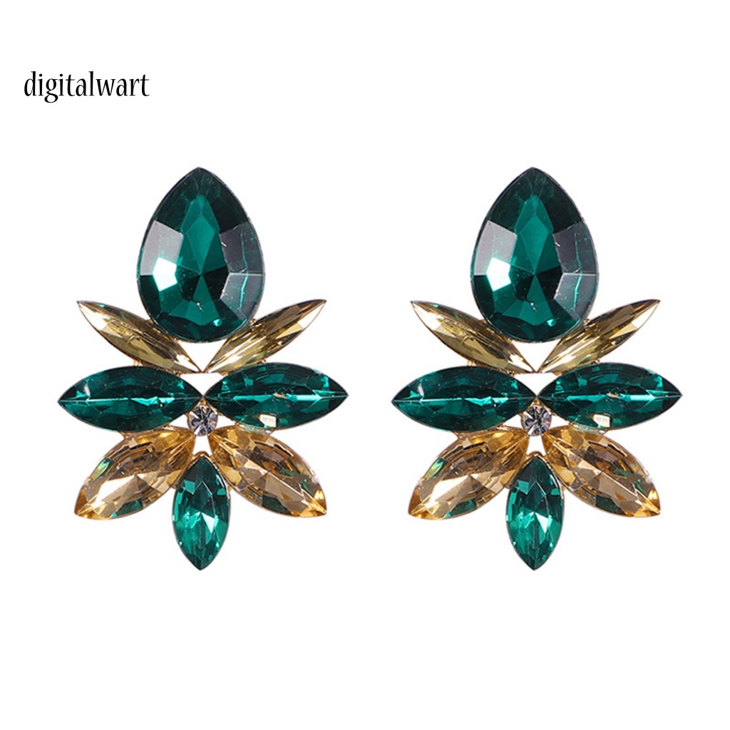 Kỹ Thuật Số| 1 Đôi Bông Tai Hợp Kim Hình Giọt Nước Đính Đá Sang Trọng Cho Nữ