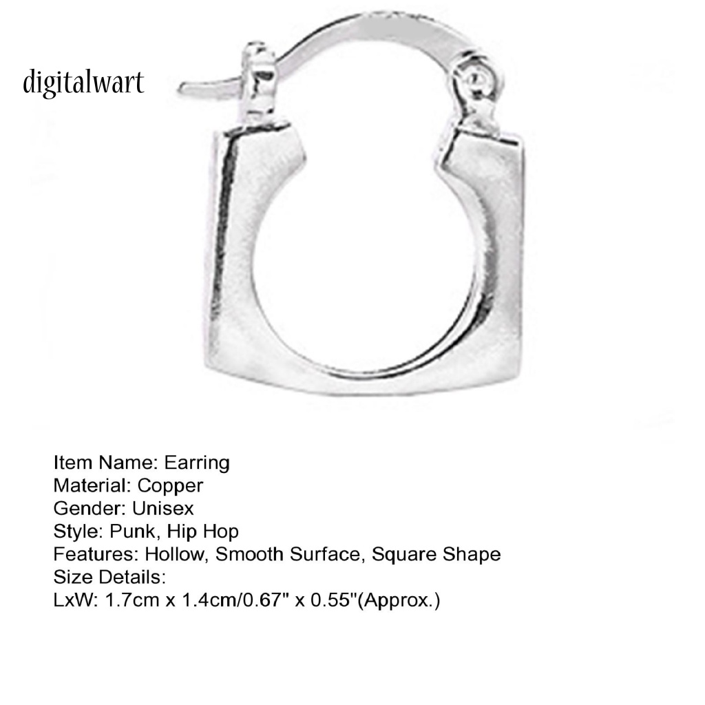 Kỹ Thuật Số| 1 Khuyên Tai Lủng Lẳng Mặt Vuông Dày Mịn Phong Cách Hip Hop Unisex