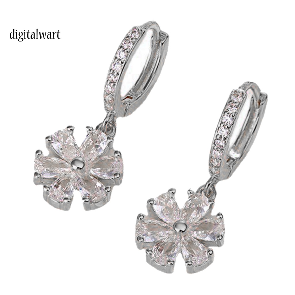 Kỹ Thuật Số| 1 Đôi Bông Tai Dáng Dài Đính Đá Zircon Hình Học Lấp Lánh Thời Trang Cho Nữ