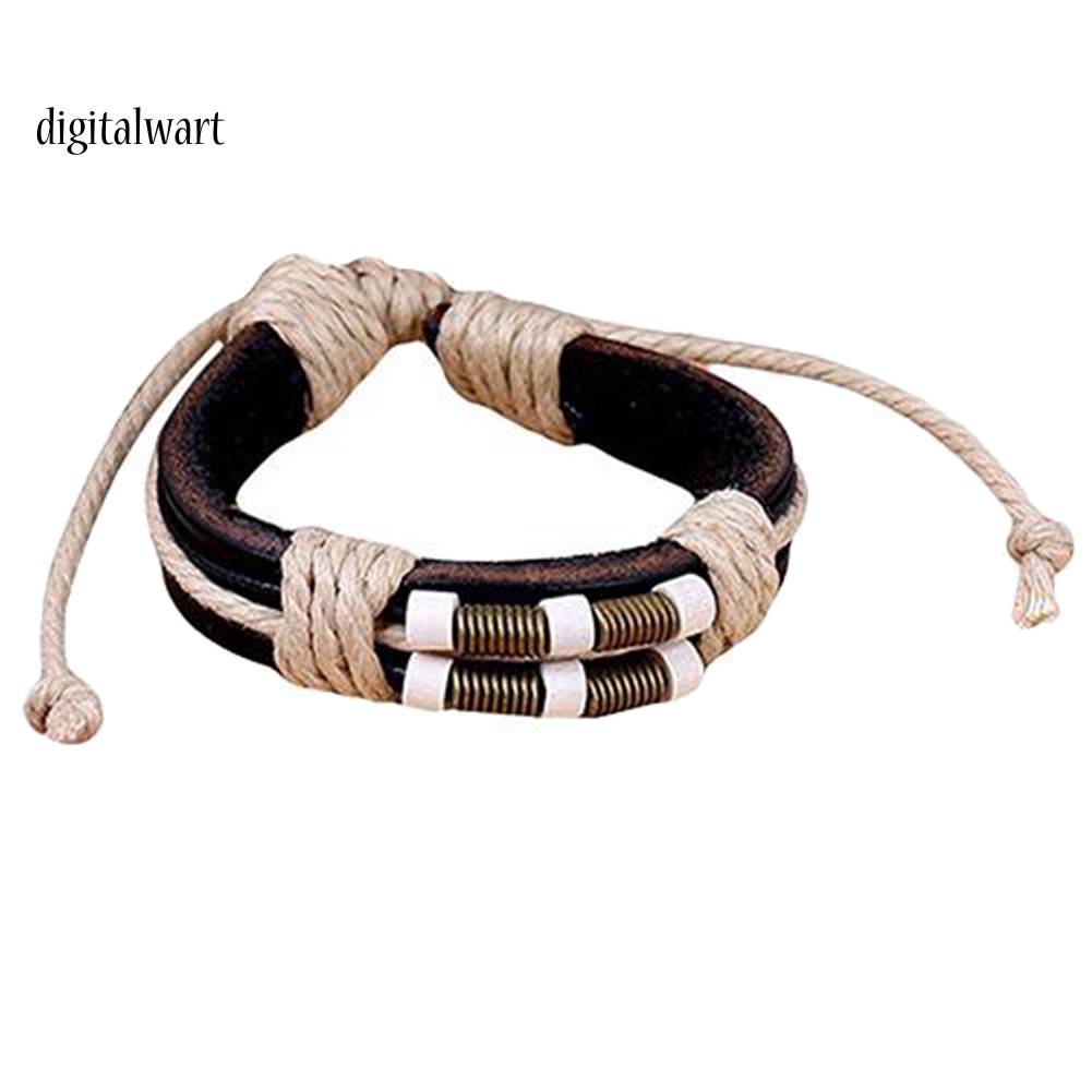 Kỹ Thuật Số| Vòng Tay Da Bện Thời Trang Unisex Cá Tính