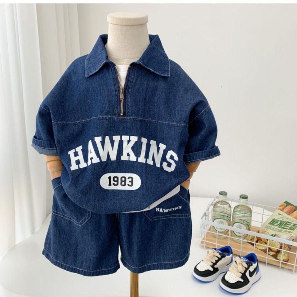 Set Áo Thun Tay Ngắn Và Quần Short Denim Mỏng Thời Trang Mùa Hè Hàn Quốc Mới 2023 Dành Cho Bé Trai
