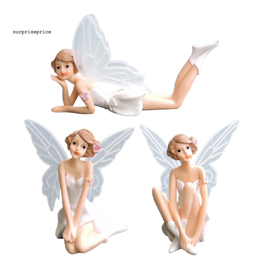 Set 3 Que Cắm Trang Trí Bánh Kem Hình Thiên Thần Bằng PVC Dễ Thương