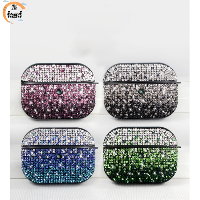 [IS] Vỏ Cứng Bảo Vệ Hộp Sạc Tai Nghe Bluetooth Không Dây Nắp Lật Đính Kim Cương Thời Trang