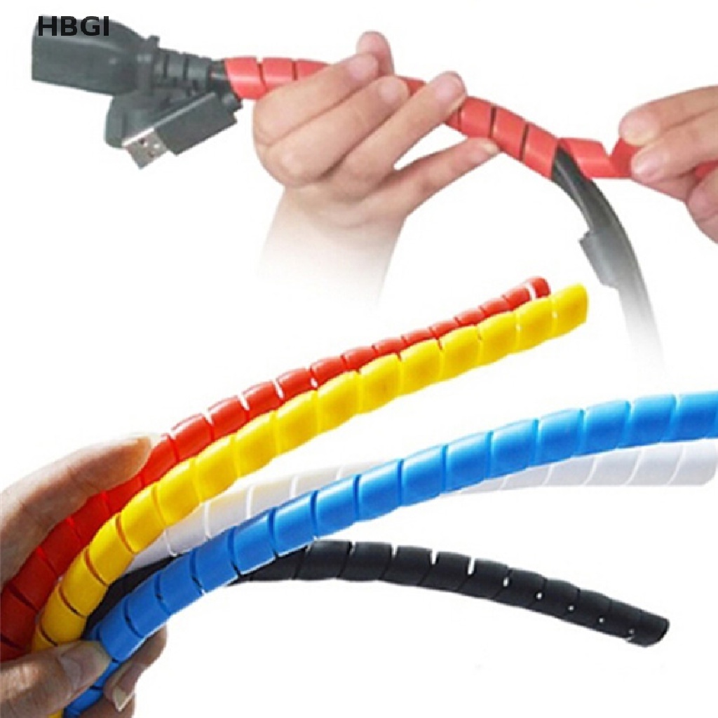 HBGI> 1m 10mm/14mm Colorful Spiral Wire Organizer Wrap Tube Flame retardant Cable Sleeve HOT