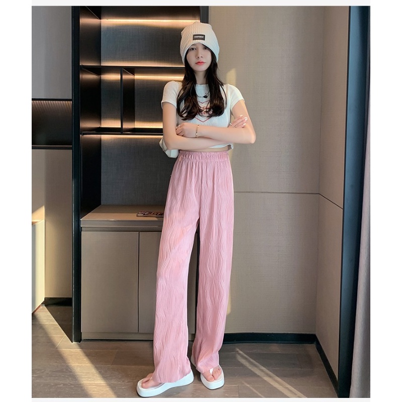 Quần Lụa Mỏng Ống Rộng Lưng Cao Thời Trang Cho Nữ