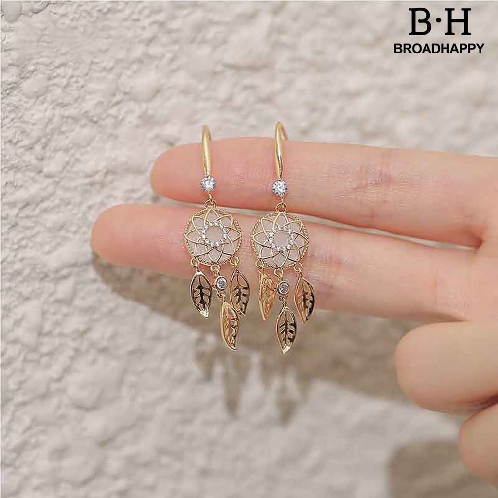 1 Cặp Bông Tai bh.f / 1 Cặp Hình Dreamcatcher Đính Đá Thời Trang