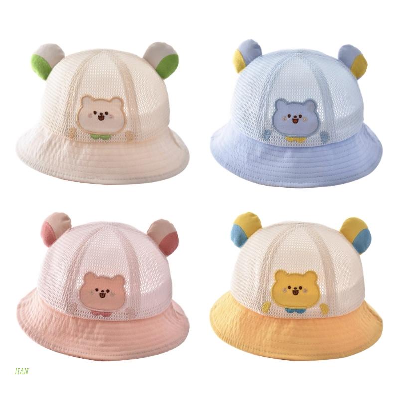 Mũ Tai Gấu Trung Tính Phối Lưới Thời Trang Mùa Hè Cho Bé