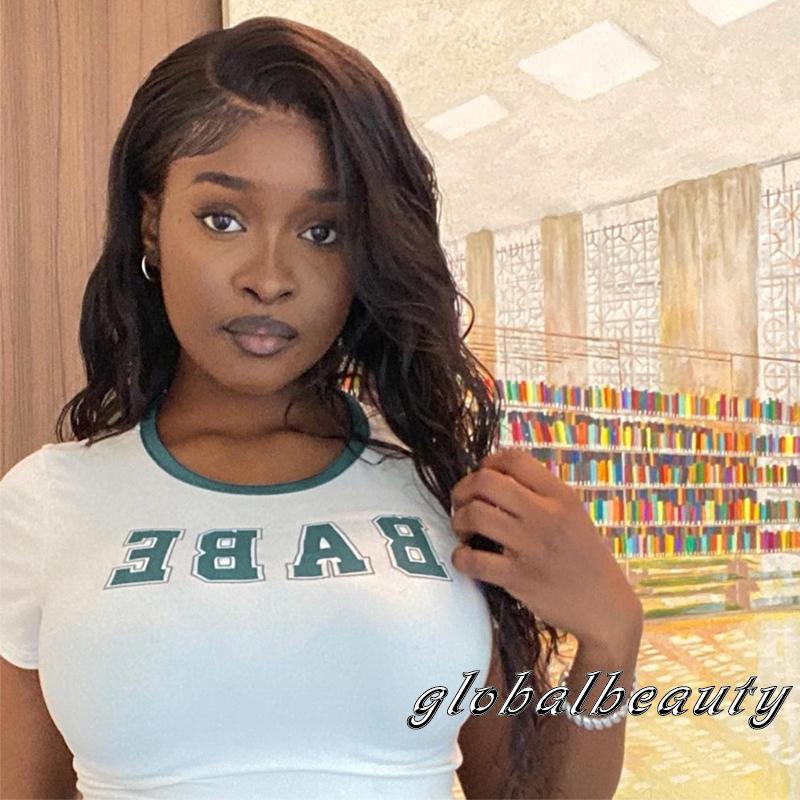 Áo Croptop Tay Ngắn Cổ Tròn In Chữ Phong Cách Đường Phố Cho Nữ