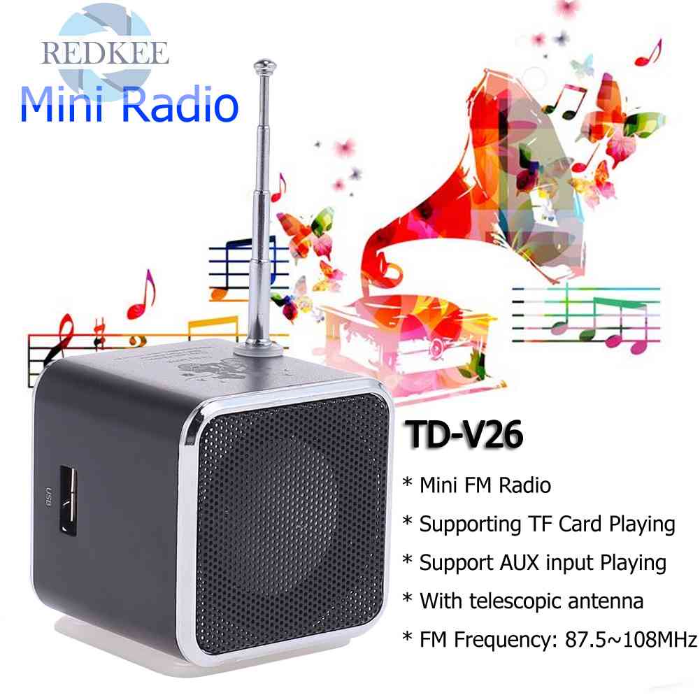 Bộ Loa Radio FM TD-V26 Mini Chất Lượng Cao Hỗ Trợ Thẻ TF
