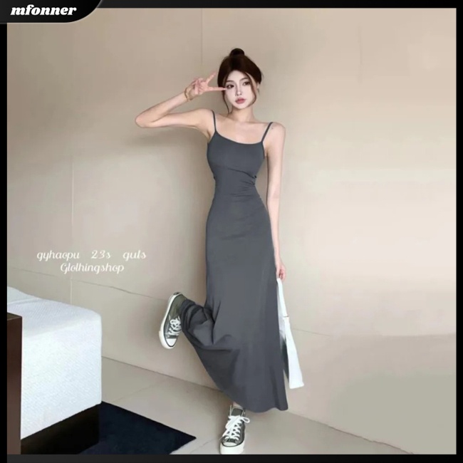 Đầm Dài Hai Dây Màu Sắc Thời Trang Gợi Cảm Cho Nữ