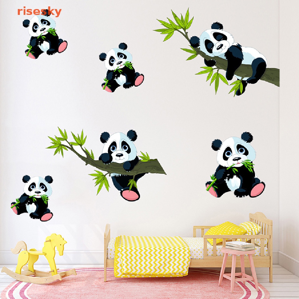 Decal Dán Tường Hình Gấu Trúc Hoạt Hình Trang Trí Phòng Khách