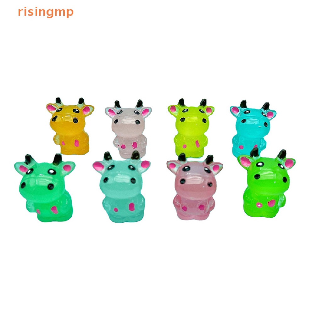 Set 2 Tượng Chú Bò Hoạt Hình Phát Sáng Dùng Trang Trí Tiểu Cảnh
