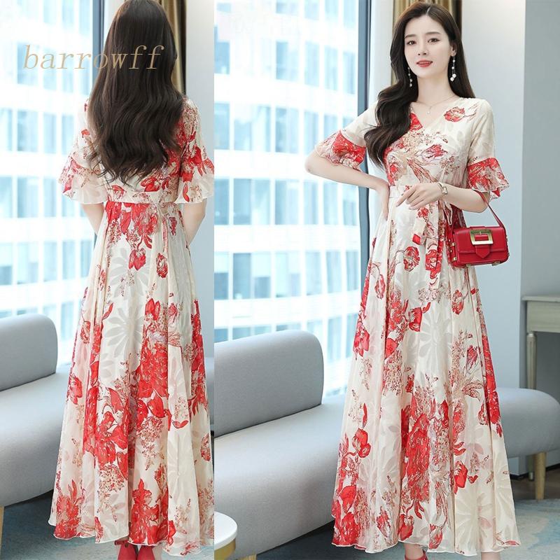 Đầm Maxi Lưng Cao Họa Tiết Hoa Thời Trang Mùa Hè Xinh Xắn Cho Nữ