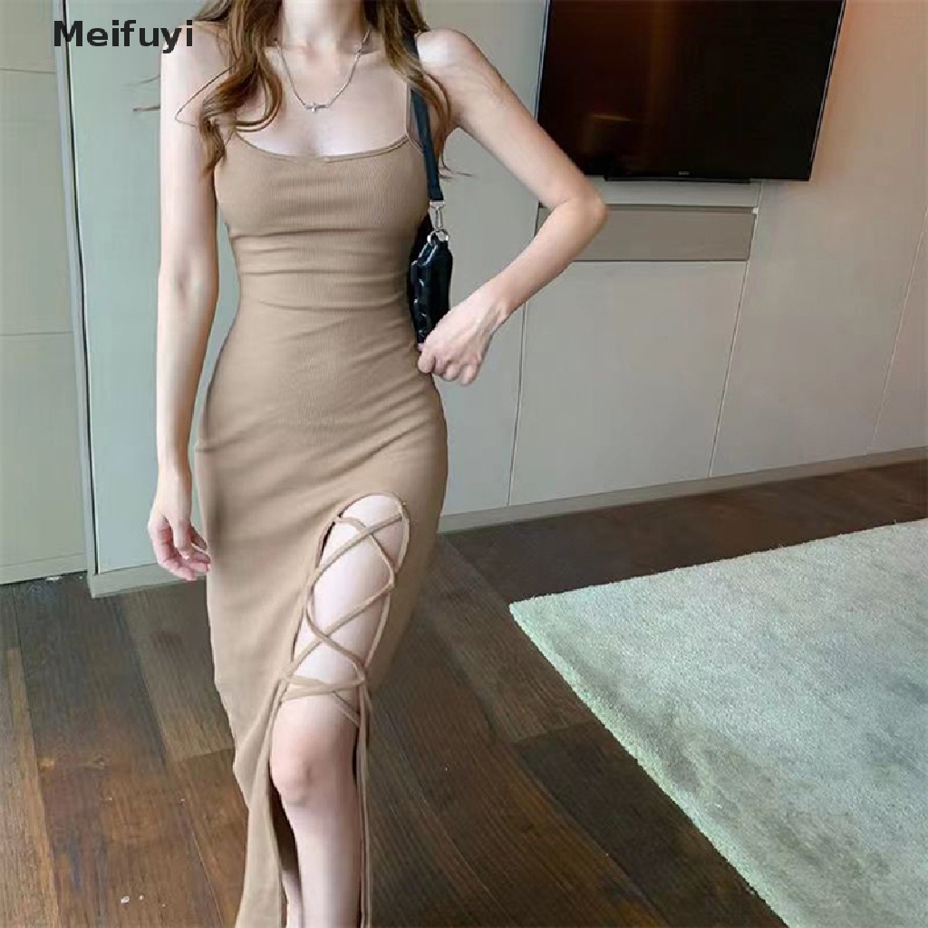 Đầm Hai Dây Màu Trơn Dáng Ôm Gợi Cảm Thời Trang Mùa Hè 2023 Y2K