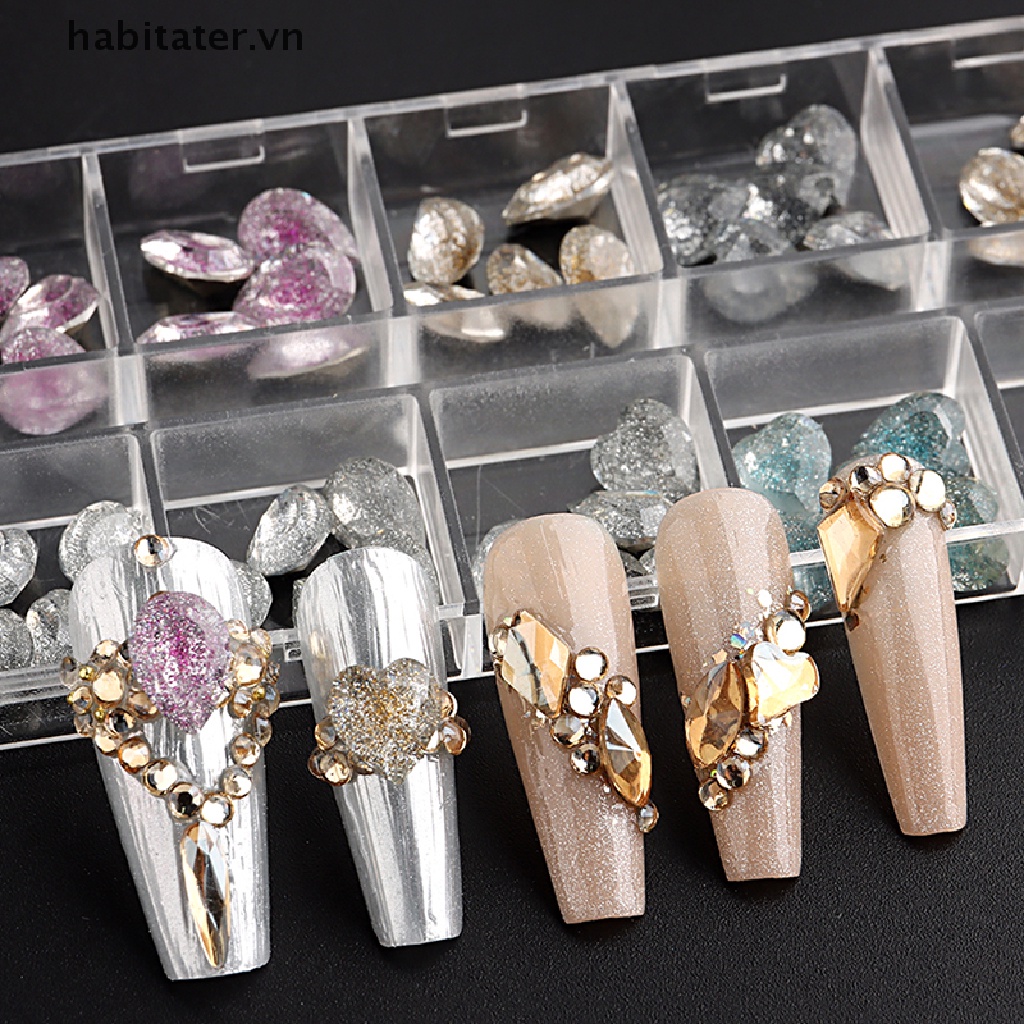 Tater Hộp 12 / 6 Kích Cỡ Đá Kim Cương Pha Lê Nhiều Màu Sắc