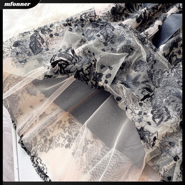 Mw Chân Váy Lưới Cotton Eo Cao Vừa Buộc Dây Thêu Họa Tiết Thanh Lịch Thân Thiện Với Da Cho Nữ