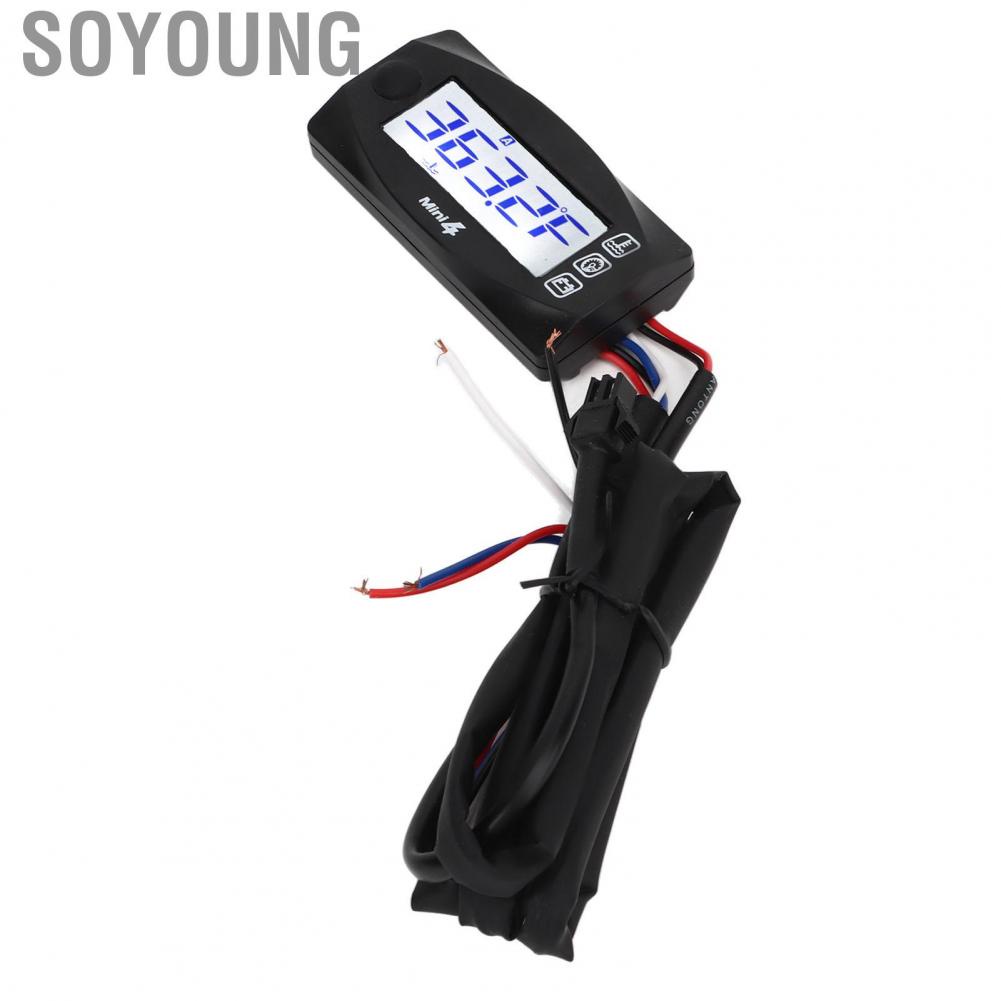 Soyoung 4 in 1 Motorcycle  LCD Digital Oil Temperature Time Voltage Speed Display Meter DC12V Blue Backlight