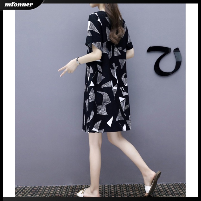 Đầm Dài Cổ Tròn Dáng Rộng Che Bụng Thời Trang Cho Nữ